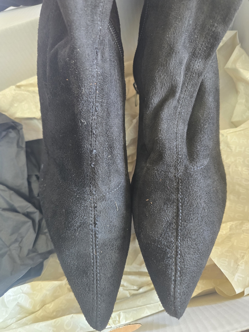 Marc Fisher Black Pointed-Toe Suede Ankle Boots